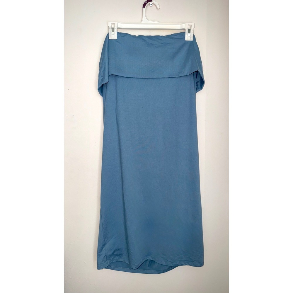 Wild Fable Blue Strapless Fold Over Tube Midi Dress Womens Large L
